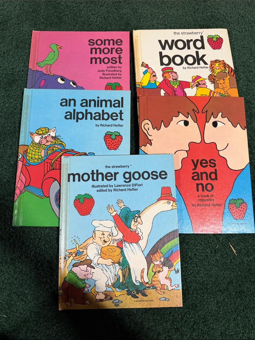 Vintage 1974-75 The Strawberry Mother Goose and Kids Book Set by Richard Hefter